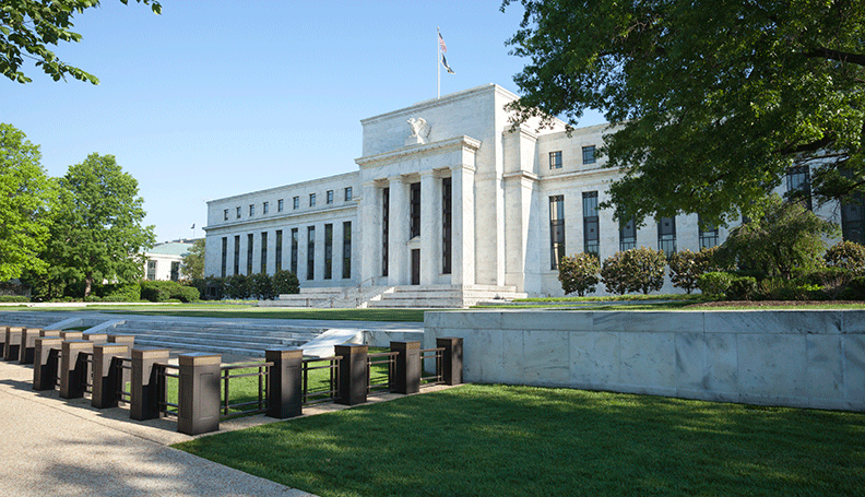 federal reserve board building exterior photographed from the sidewalk