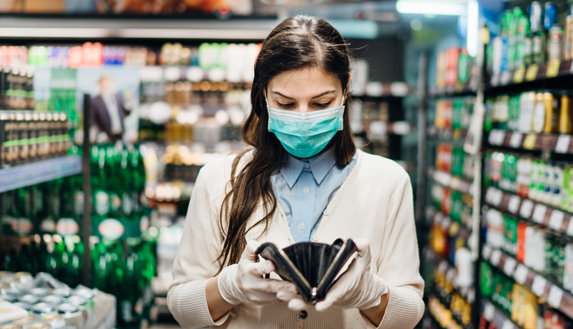 woman wearing a mask in the store