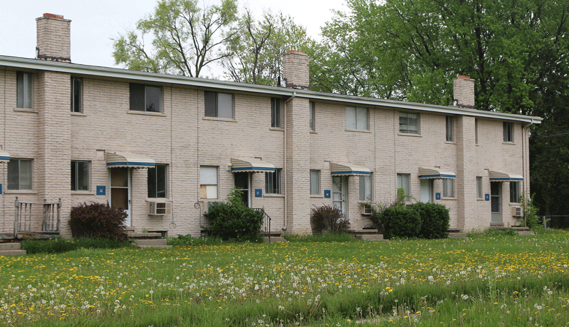 sideview of older apartments