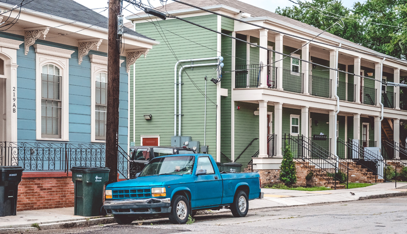row of rental properties