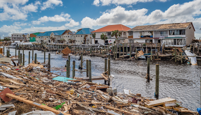 a row of homes post hurricane