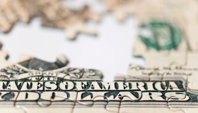 dollar bill puzzle with missing pieces
