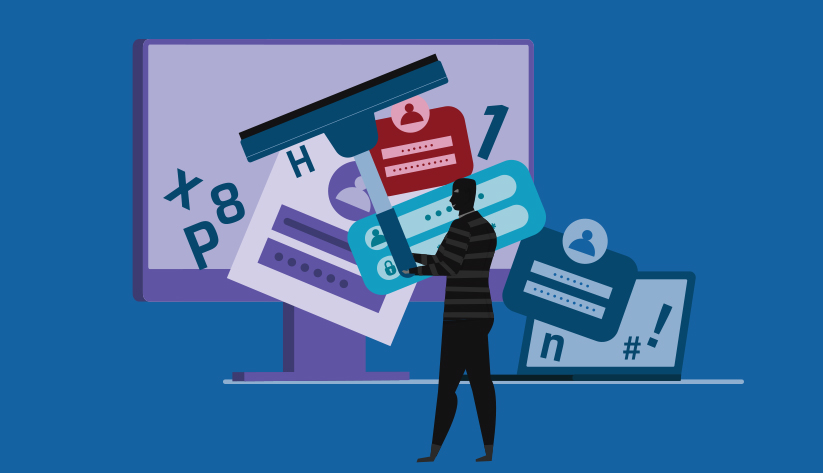 illustration of a person with a squeegee going over different renderings of different types of screens
