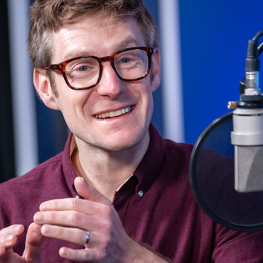 Photo of David Wiczer during the recording of the podcast episode. Photo by Stephen Nowland.