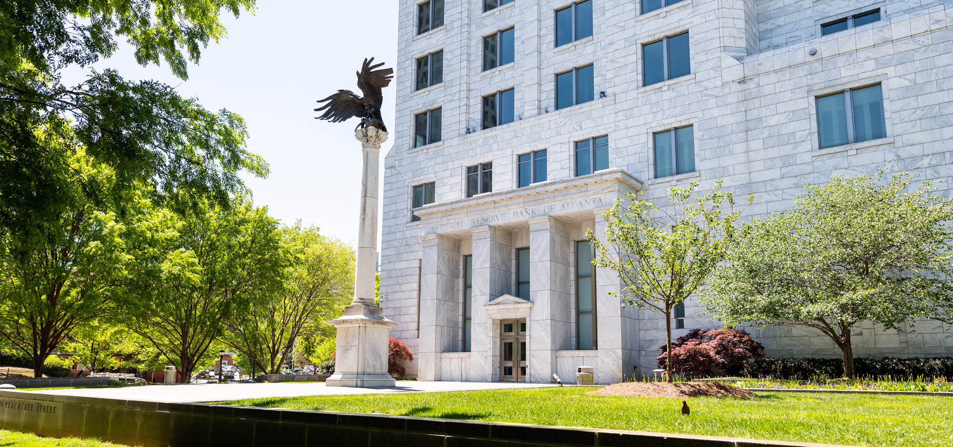 A photo of the exterior of the Atlanta Federal Reserve from street level.