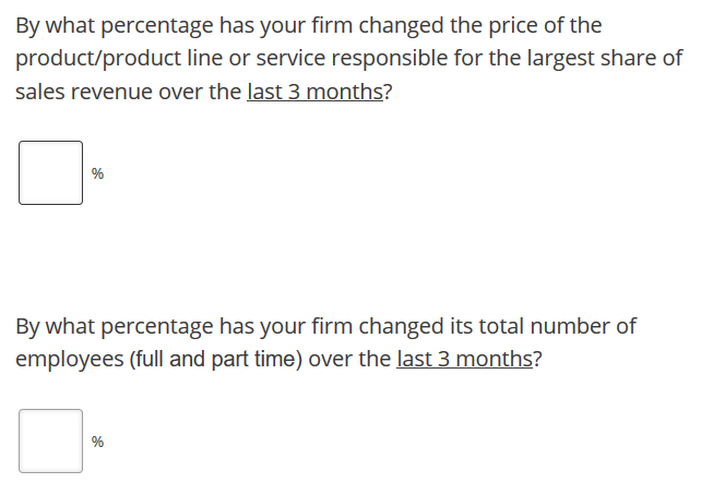 Business Inflation Expectations - July 2019 - Special Question: 3-month Change in Employment Level and Price