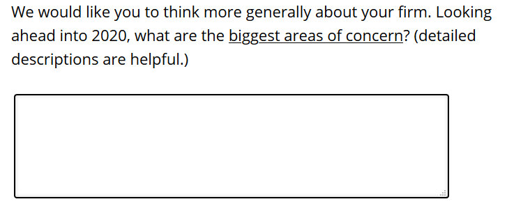Business Inflation Expectations - Question: Biggest Concerns for 2020 - December 2019
