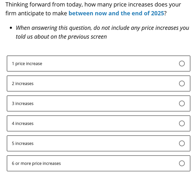 Business Inflation Expectations - July 2025 - Special Question 6