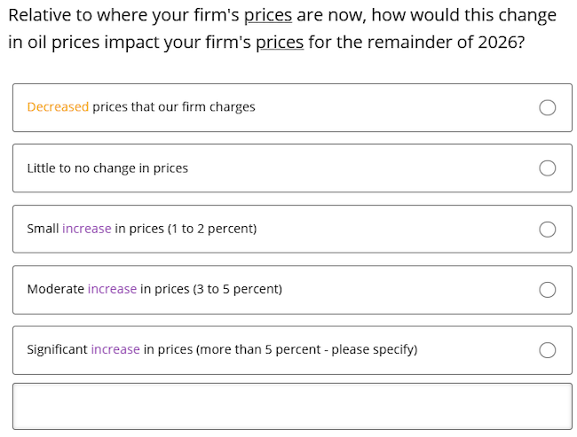 Business Inflation Expectations - April 2026 - Special Question 6