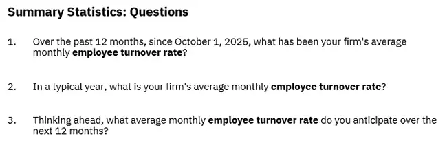 Business Inflation Expectations - October 2026 - Summary Statistics Questions