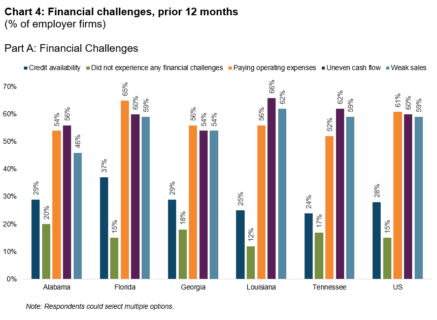 chart 4: financial challenges, prior 12 months