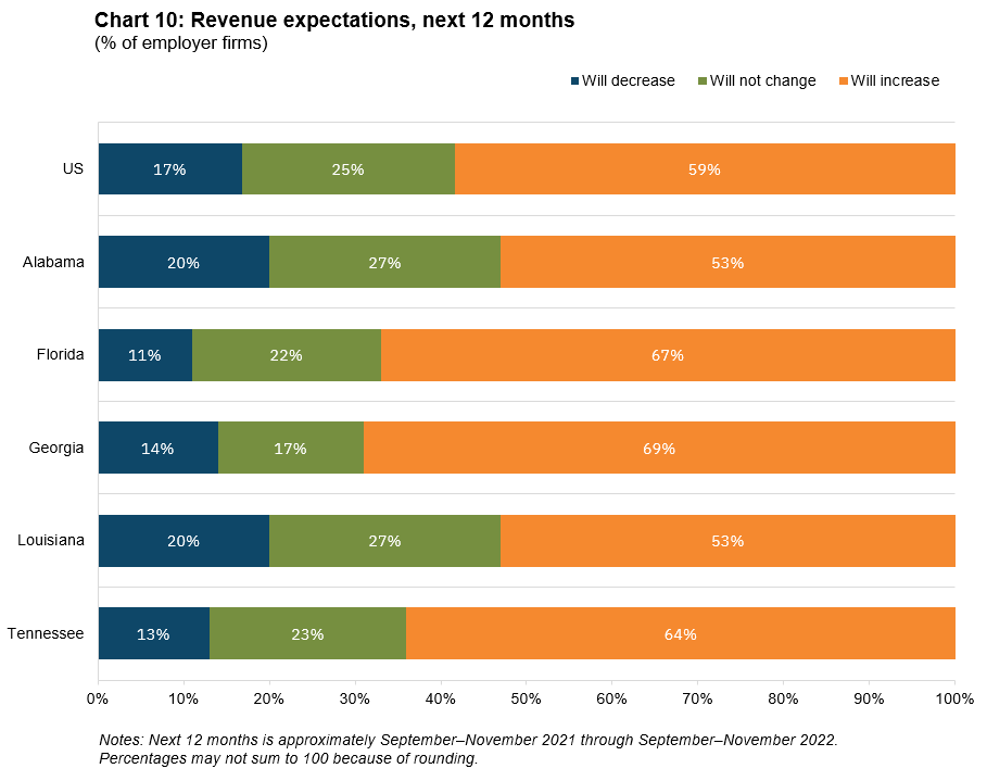 chart 10: revenue expectations, next 12 months