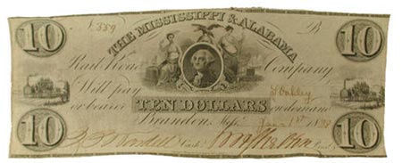 Mississippi and Alabama Railroad Company note
