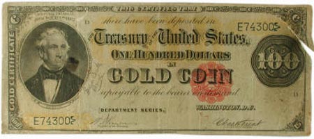 $100 gold certificate