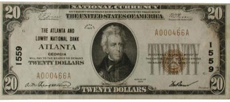 $20 national bank note