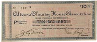 $10 scrip from Altoona (pennsylvania) Clearing House