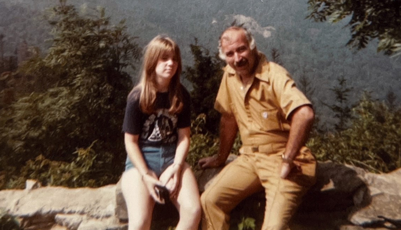Leslie, age 13, and her father on a camping trip in the Smokies