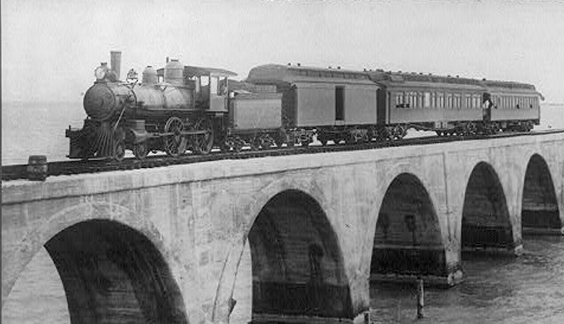 Henry Flagler built a railroad from Miami to Key West. When a hurricane disabled the train in 1935, the state of Florida built a highway over the same bridges. Photo courtesy of the Library of Congress photographic archives