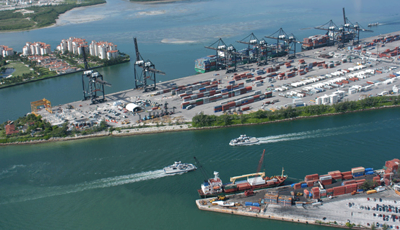 Roughly a quarter of all U.S. merchandise trade with South America, Central America, and the Caribbean goes through the Miami Customs district, which includes PortMiami. Photo courtesy of PortMiami