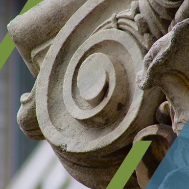 closeup of a column outside the Atlanta Fed with visual details