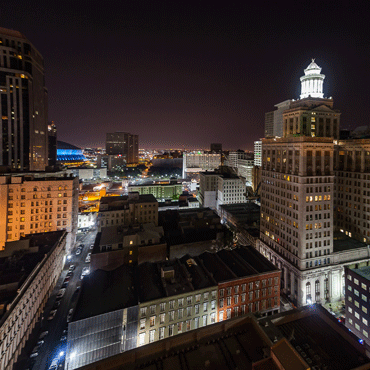 New Orleans cityscape at night