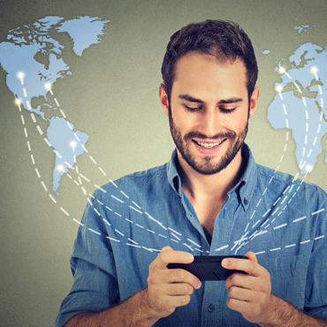 man accessing internet on smart phone