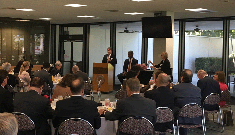 A photo of Raphael Bostic participating in a Miami Public Affairs Forum