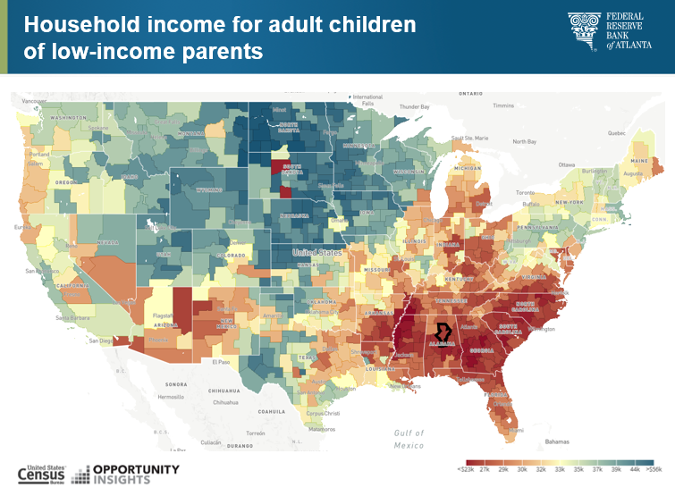 Image 3: Graph of Household income for adult children of low-income parents