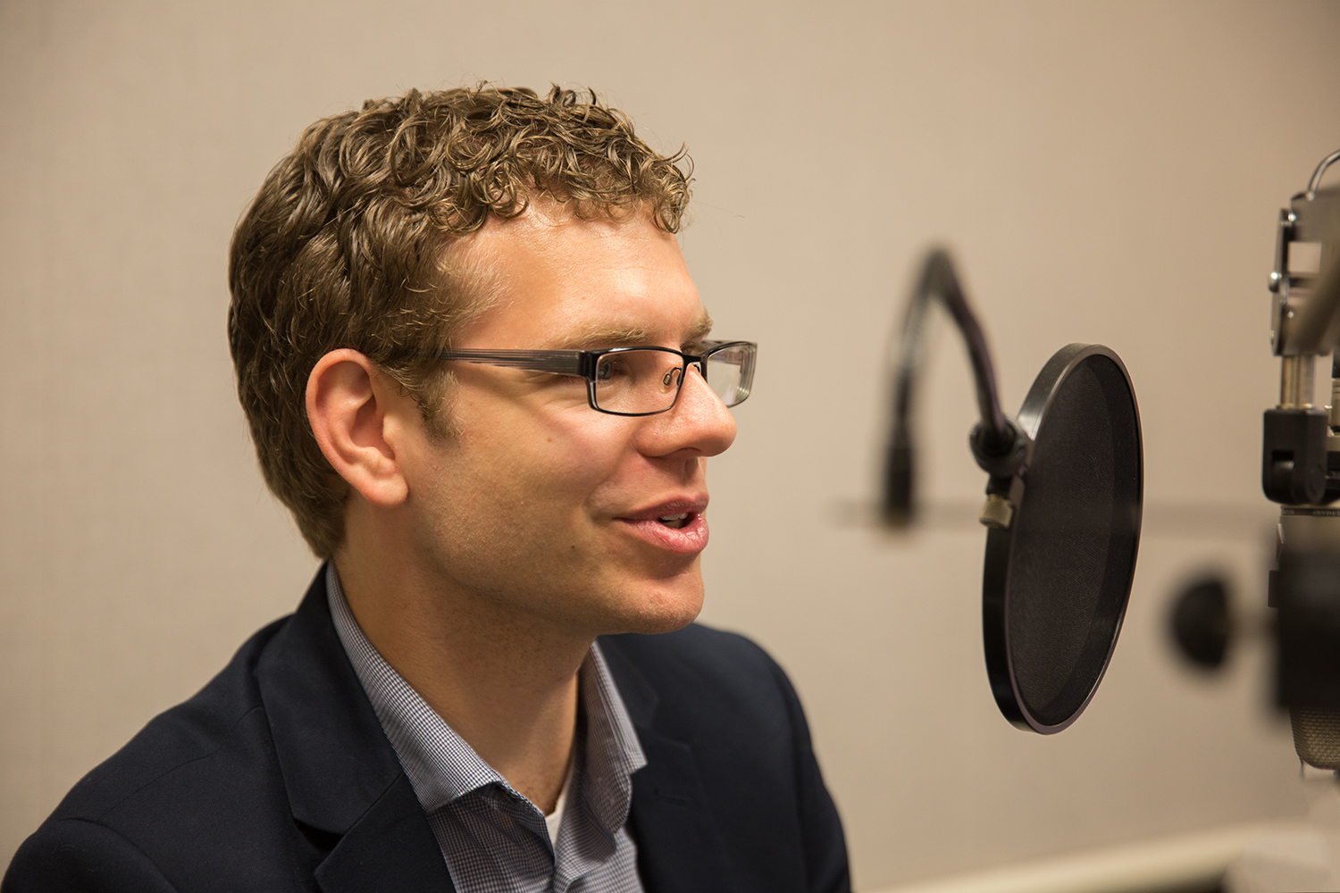 Mels de Zeeuw, a research analyst of the Community and Economic Development department at the Atlanta Fed, at the recording of a podcast episode